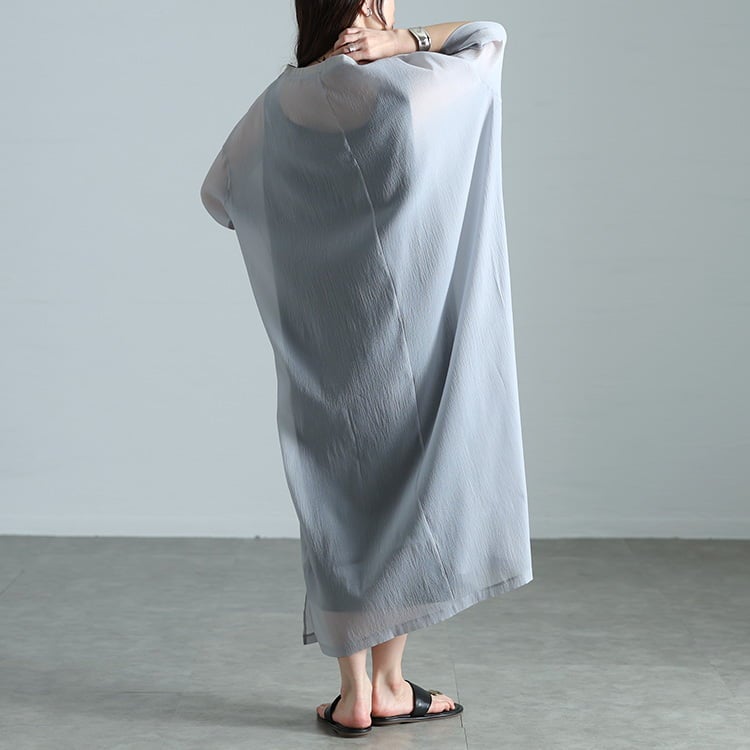 大きいサイズ レディース シアーワイドワンピース＆ノースリーブワンピース2点セット