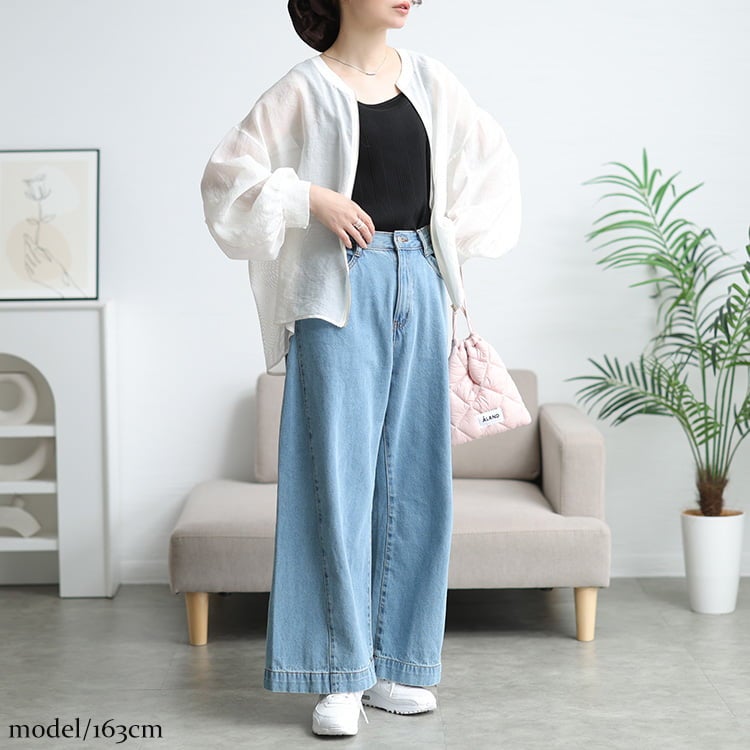 大きいサイズ レディース バックラッフルメッシュ切り替えブルゾン