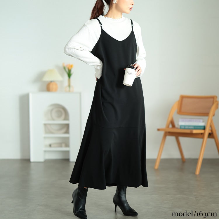 大きいサイズ レディース 前後2wayマーメイドキャミソールワンピース