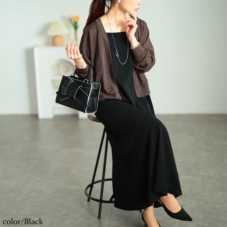 大きいサイズ レディース 前後2wayマーメイドキャミソールワンピース ブラック