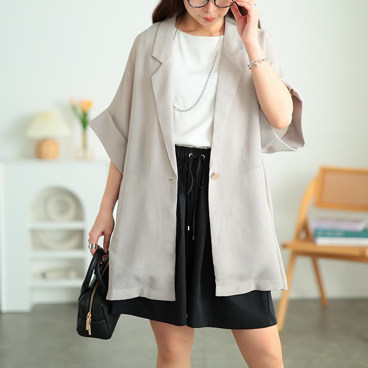 大きいサイズ レディース オーバーサイズメッシュジャケット