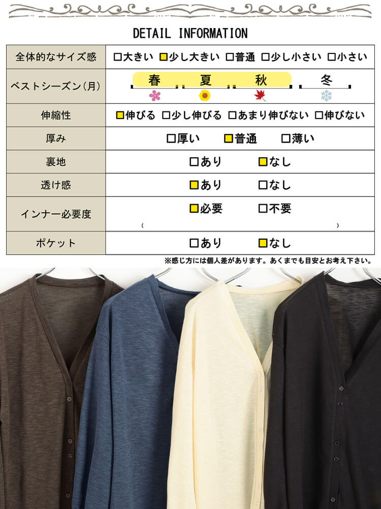 大きいサイズ レディース Vネックボリューム袖スラブカーディガン