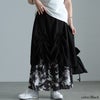 大きいサイズ レディース 裾ドロストニュアンス柄レイヤードスカート ブラック