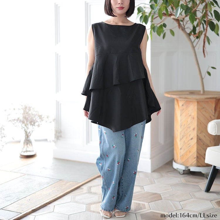 大きいサイズ レディース 裾フレアノースリプルオーバー