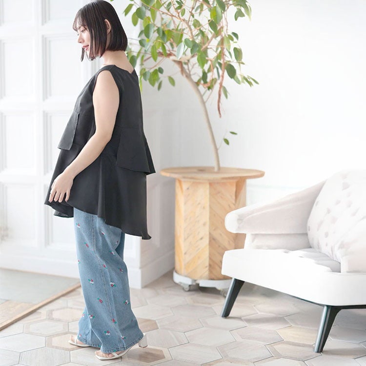 大きいサイズ レディース 裾フレアノースリプルオーバー