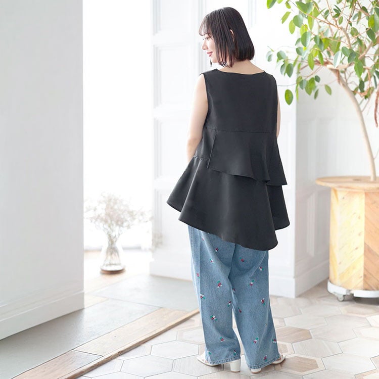 大きいサイズ レディース 裾フレアノースリプルオーバー