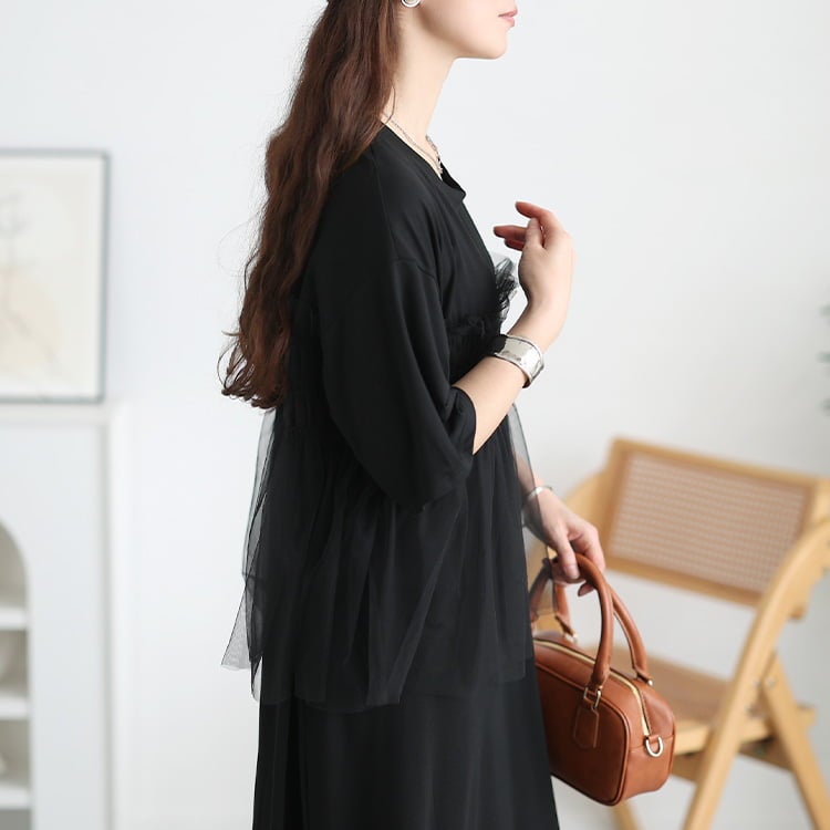 大きいサイズ レディース チュールビスチェドッキングワンピース