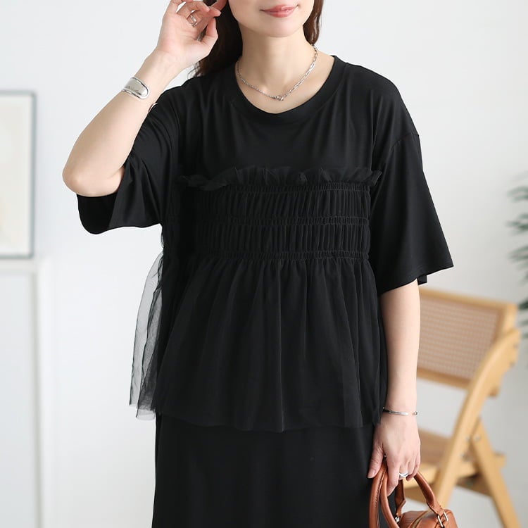 大きいサイズ レディース チュールビスチェドッキングワンピース