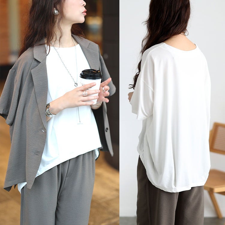 大きいサイズ レディース 接触冷感裾タックコクーンプルオーバー