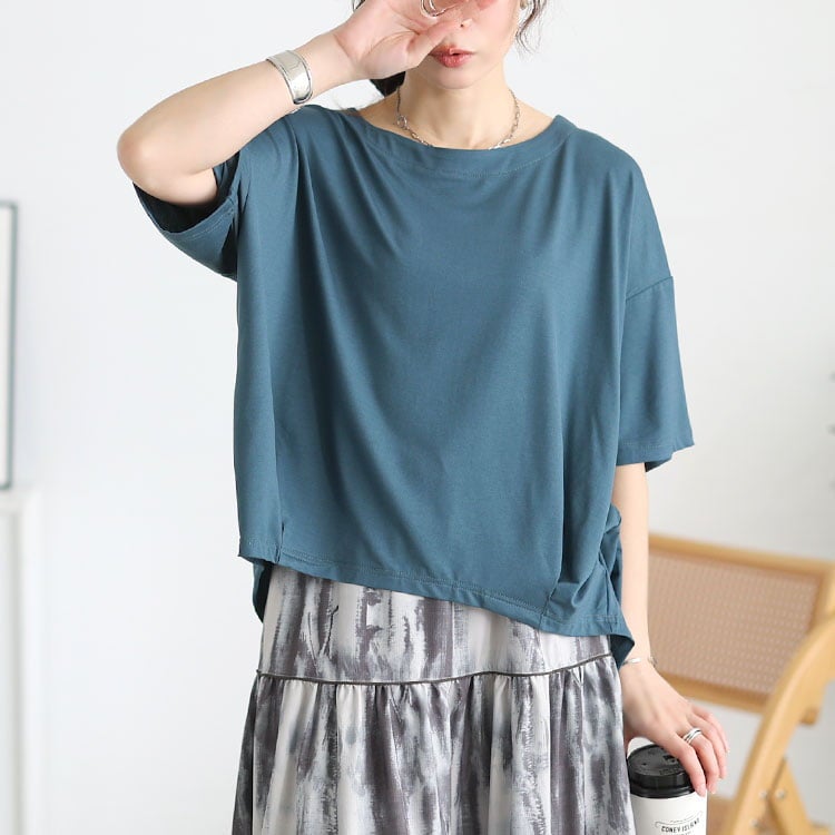 大きいサイズ レディース 接触冷感裾タックコクーンプルオーバー