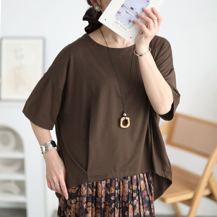 大きいサイズ レディース 接触冷感裾タックコクーンプルオーバー