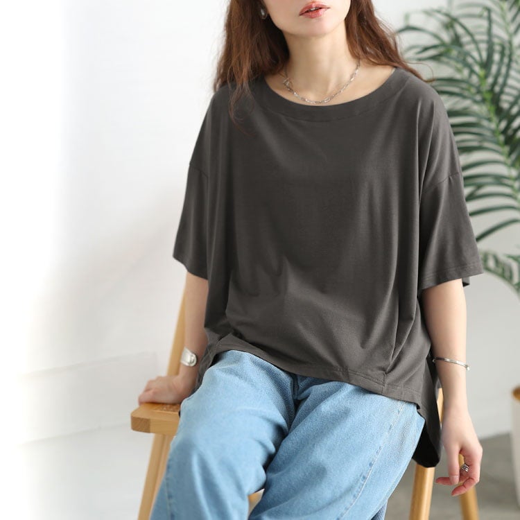 大きいサイズ レディース 接触冷感裾タックコクーンプルオーバー