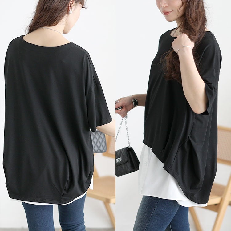 大きいサイズ レディース 接触冷感裾タックコクーンプルオーバー