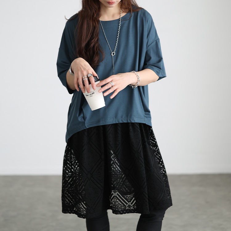 大きいサイズ レディース レース切り替えタンクトップチュニック