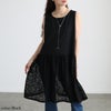 大きいサイズ レディース レース切り替えタンクトップチュニック ブラック
