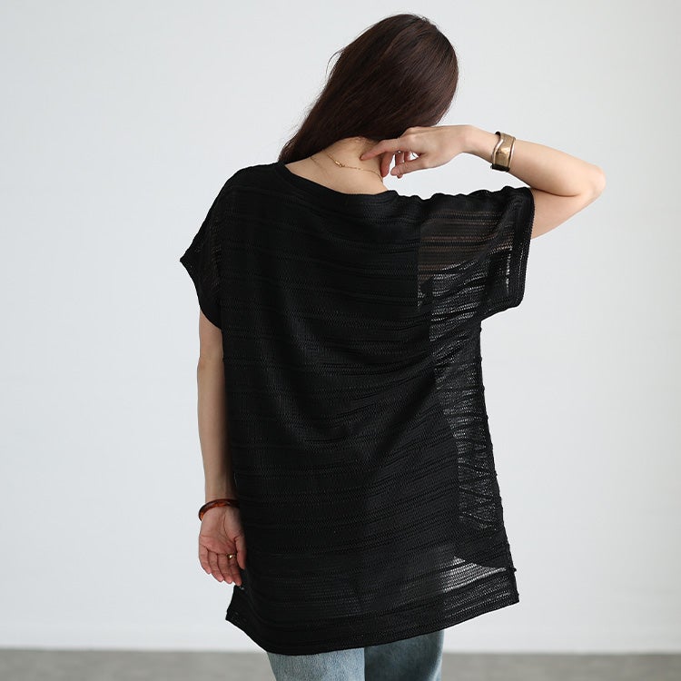 大きいサイズ レディース 透かし編みニット＆コットンタンクトップ2点セット