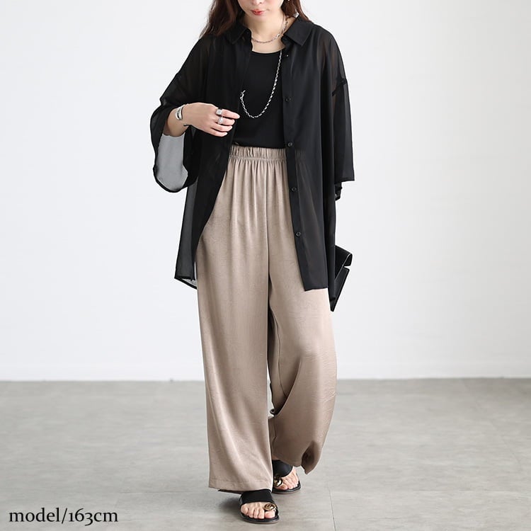 大きいサイズ レディース バックプリーツシフォンシャツチュニック