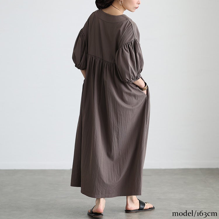 大きいサイズ レディース 接触冷感ギャザー切り替えフレアワンピース