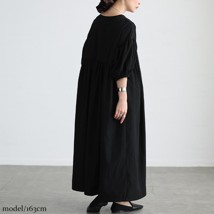 大きいサイズ レディース 接触冷感ギャザー切り替えフレアワンピース