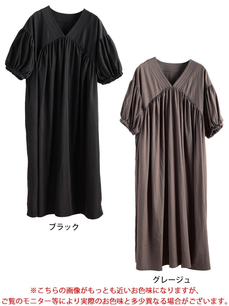 大きいサイズ レディース 接触冷感ギャザー切り替えフレアワンピース