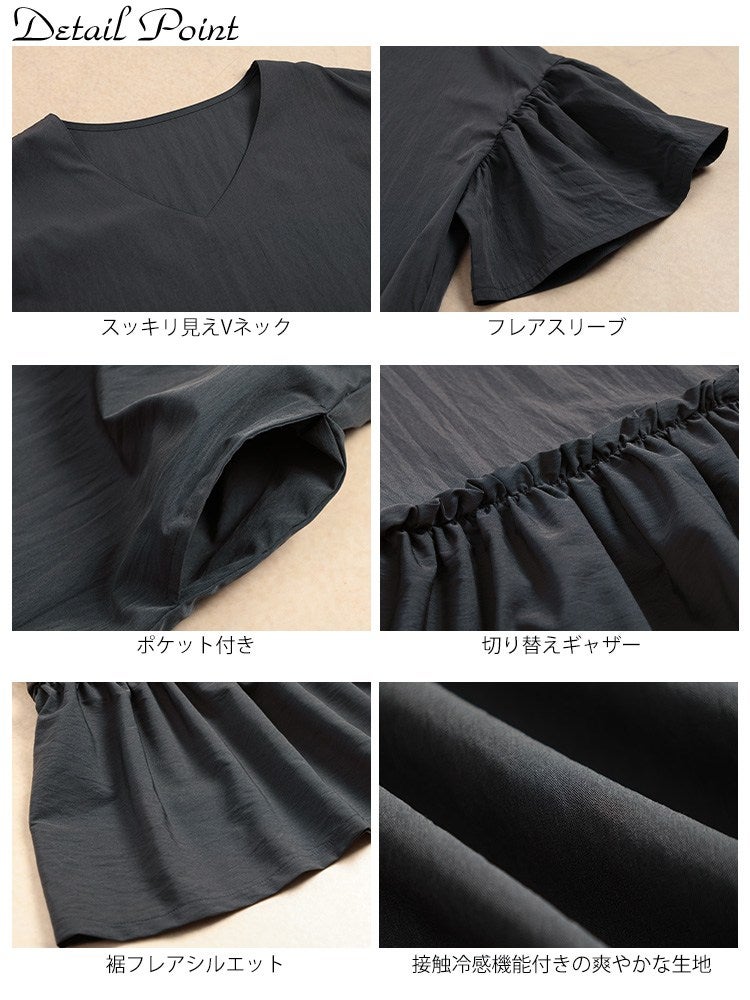 大きいサイズ レディース 接触冷感フリル袖ティアードワンピース