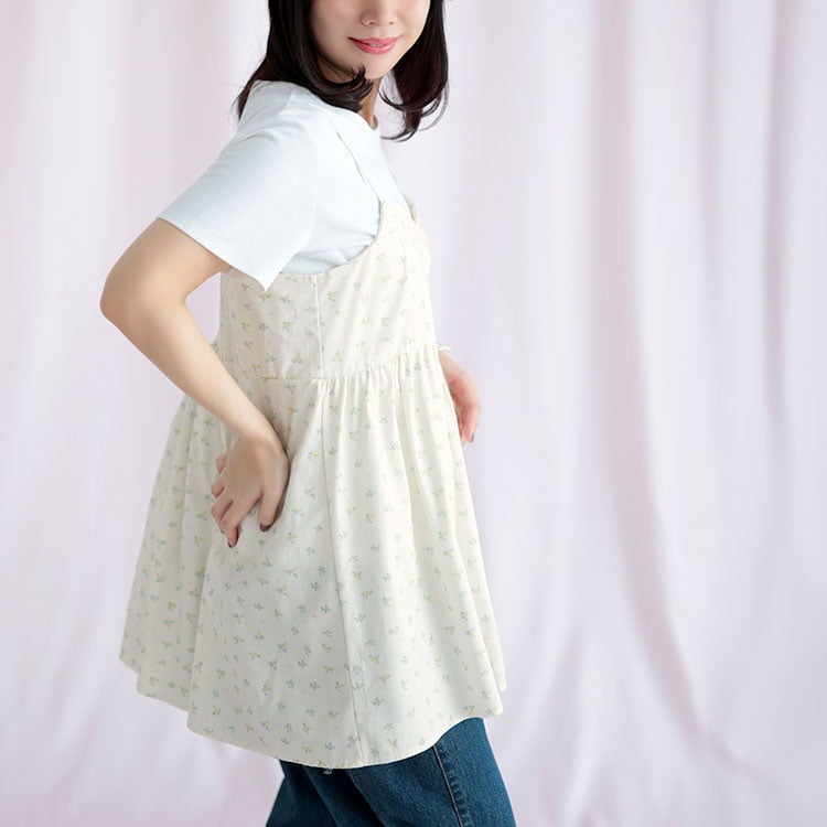 大きいサイズ レディース 小花柄バックシャーリングキャミチュニック