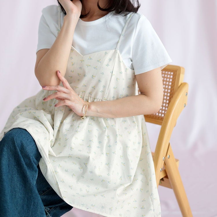 大きいサイズ レディース 小花柄バックシャーリングキャミチュニック