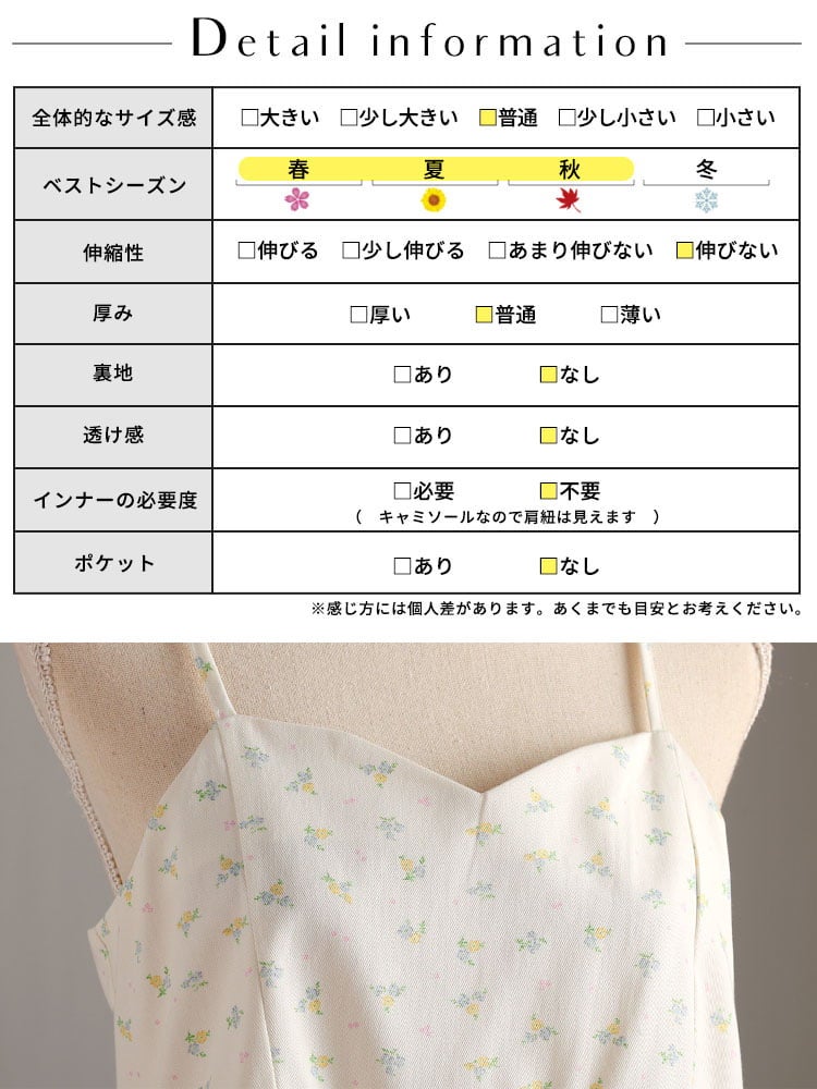 大きいサイズ レディース 小花柄バックシャーリングキャミチュニック