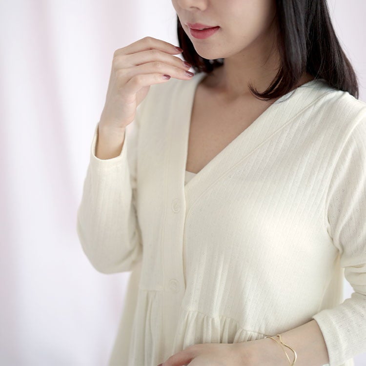 大きいサイズ レディース 小花パンチングリブ切替ペプラムVネックカーディガン