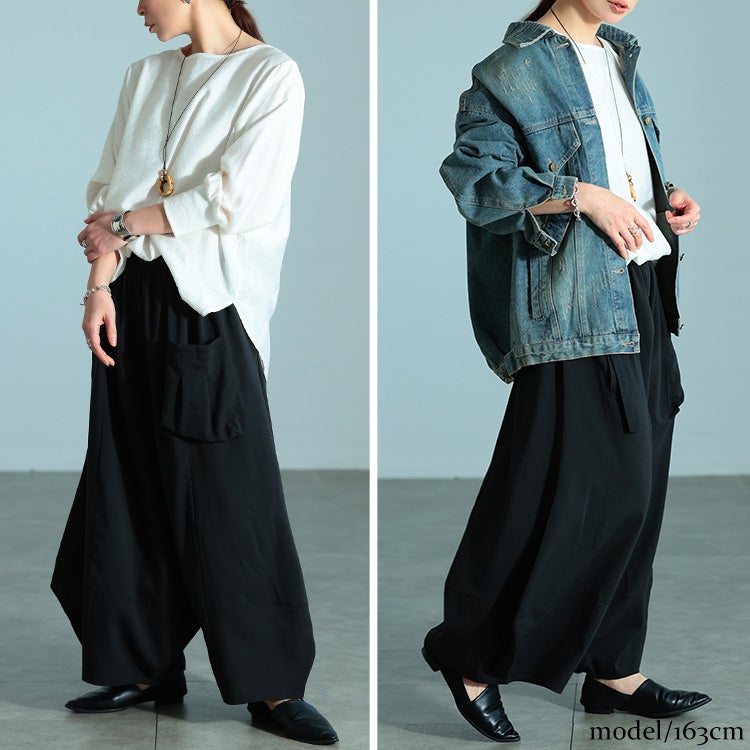大きいサイズ レディース ビッグポケットバレルパンツ