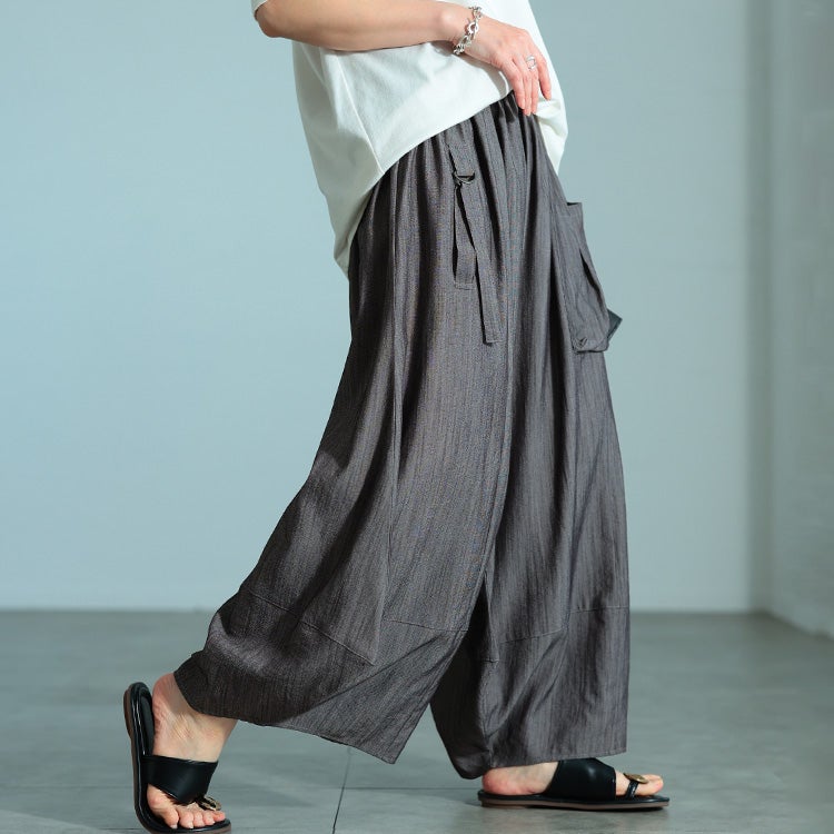 大きいサイズ レディース ビッグポケットバレルパンツ