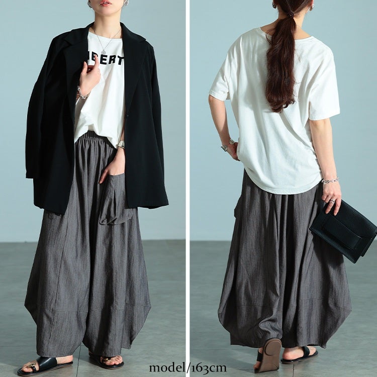 大きいサイズ レディース ビッグポケットバレルパンツ