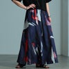 大きいサイズ レディース アート柄フレアスカート ネイビー