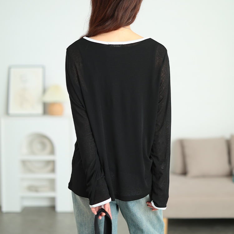 大きいサイズ レディース 配色パイピングボートネックプルオーバー