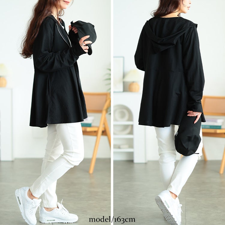 大きいサイズ レディース 接触冷感＆UVカット＆吸水速乾ペプラムパーカー