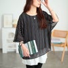 大きいサイズ レディース マルチストライプドルマンプルオーバー チャコール