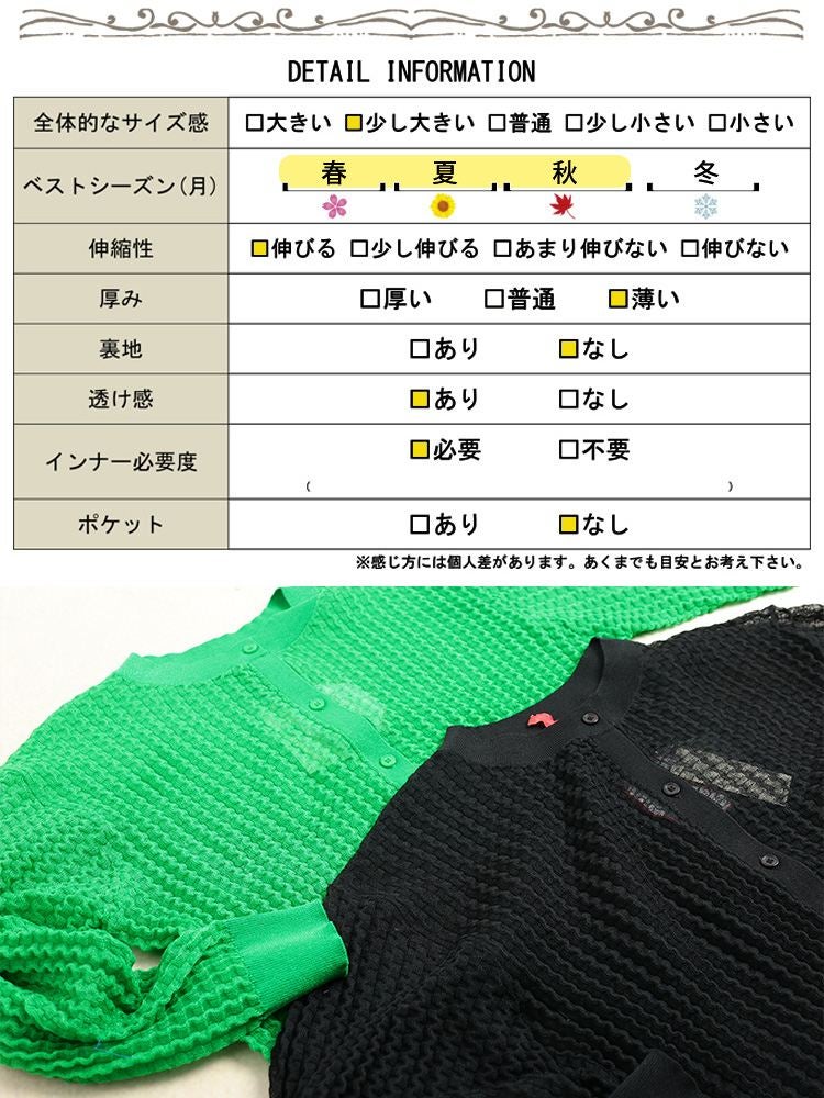 大きいサイズ レディース ウェーブ柄透かし編みニットカーディガン