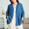 大きいサイズ レディース テンセルデニムスキッパーシャツ ブルー