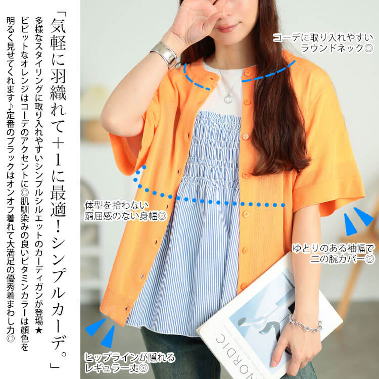 大きいサイズ レディース クルーネックサマーニットカーディガン