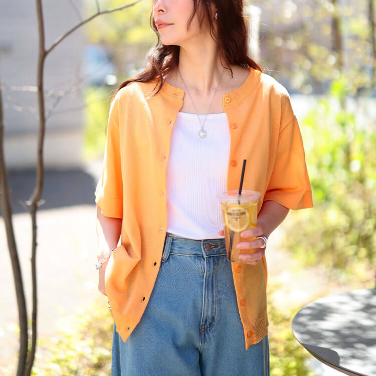 大きいサイズ レディース クルーネックサマーニットカーディガン