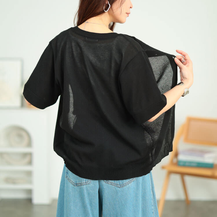 大きいサイズ レディース クルーネックサマーニットカーディガン