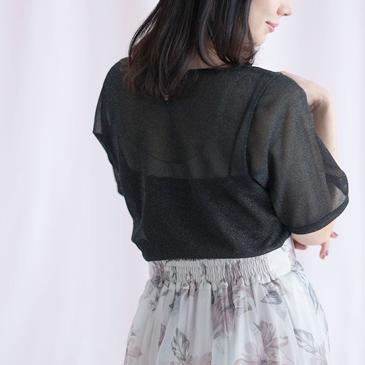 大きいサイズ レディース シアーラメ半袖トップス