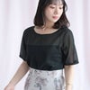 大きいサイズ レディース シアーラメ半袖トップス ブラック