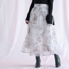 大きいサイズ レディース オーガンジーフラワーフレアスカート ピンク