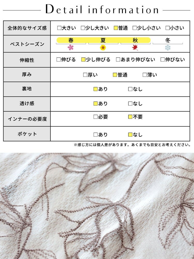 イベントセール】 大きいサイズ レディース チュール刺繍フラワー
