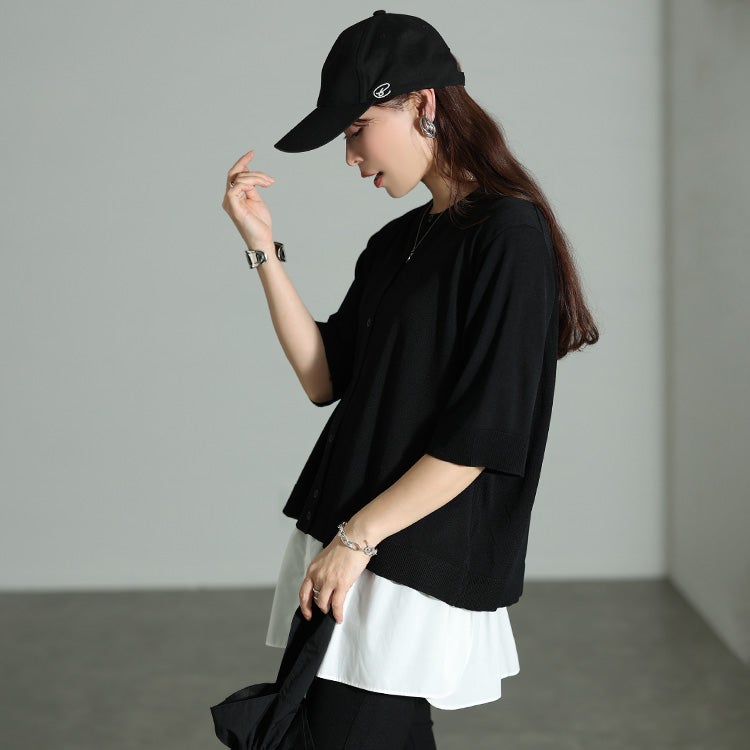 大きいサイズ レディース スラブサマーニットクロップドカーディガン