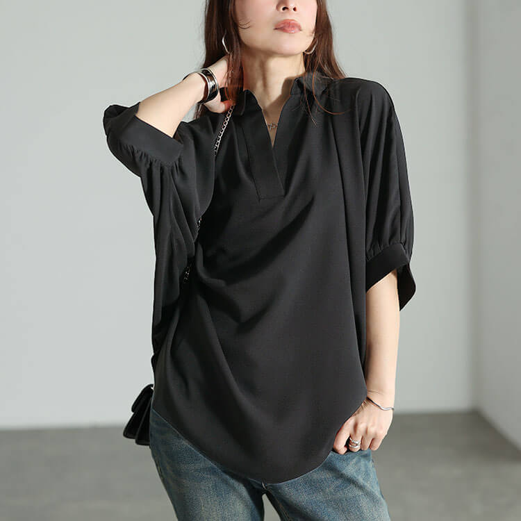 大きいサイズ レディース 接触冷感スキッパードルマンシャツチュニック