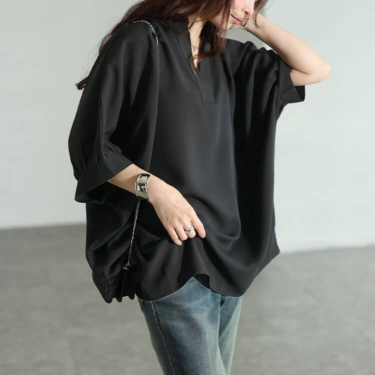 大きいサイズ レディース 接触冷感スキッパードルマンシャツチュニック