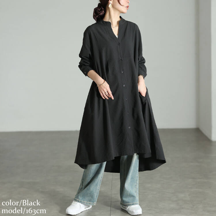 大きいサイズ レディース キーネックフィッシュテールワンピース