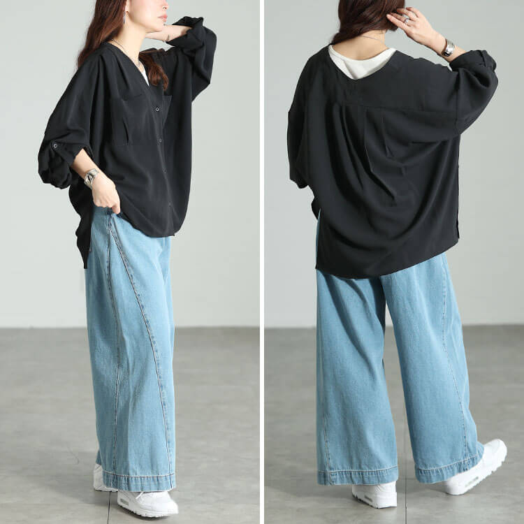 大きいサイズ レディース 袖ロールアップVネックカーディガン